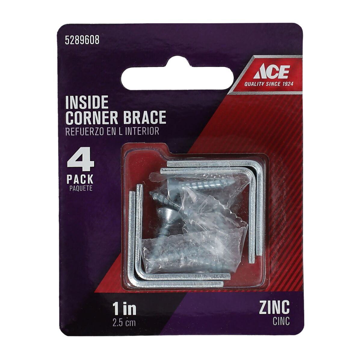 Ace 4-Piece Zinc Inside L-Corner Brace Silver 1 x 0.5inch